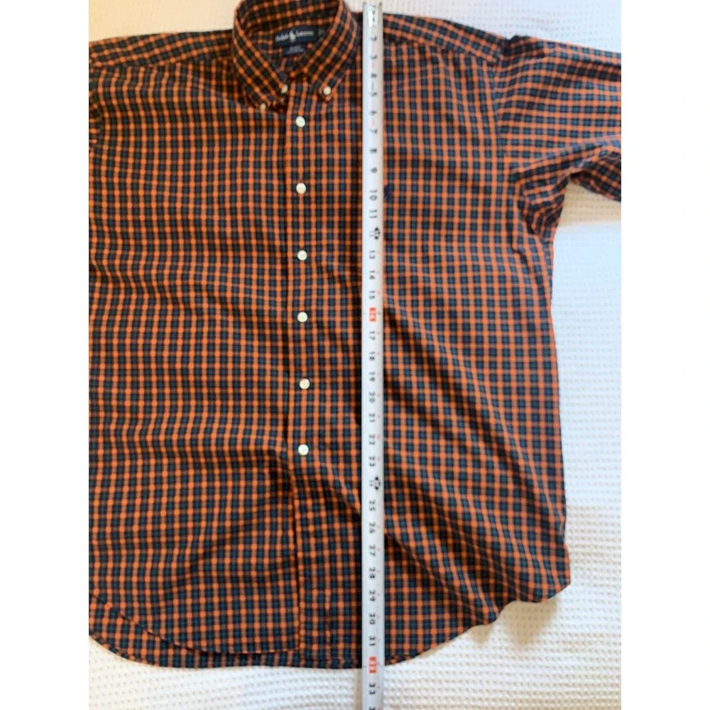 Ralph Lauren Polo Mens Button Down‎ Shirt Blake Large Orange Plaid